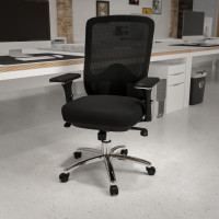 Flash Furniture LQ-2-BK-GG HERCULES Series Black Mesh Multi-Functional Swivel Chair with Synchro-Tilt