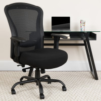 Flash Furniture LQ-3-BK-GG HERCULES Series Black Mesh Multi-Functional Swivel Chair with Synchro-Tilt