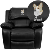 Flash Furniture MEN-DA3439-91-BK-TXTEMB-GG Personalized Black LeatherSoft Rocker Recliner