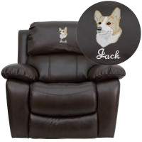 Flash Furniture MEN-DA3439-91-BRN-TXTEMB-GG Personalized Brown LeatherSoft Rocker Recliner