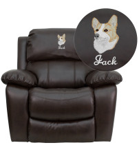Flash Furniture MEN-DA3439-91-BRN-TXTEMB-GG Personalized Brown LeatherSoft Rocker Recliner