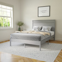 Flash Furniture MG-09003FB-F-GRYWSH-GG Kingston Full Size Solid Wood Platform Bed with Wooden Slats and Headboard, No Box Spring Needed, Gray