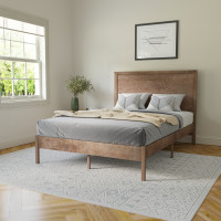 Flash Furniture MG-09004FB-F-OAK-GG Asher Full Size Solid Wood Platform Bed with Wooden Slats and Headboard, No Box Spring Needed, Light Brown