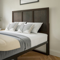 Flash Furniture MG-9708FHB-F-DKBRN-GG Oliver Full Size Three Panel Wooden Adjustable Headboard for Universal Metal Bed Frames in Dark Brown
