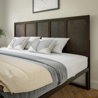 Flash Furniture MG-9708KHB-K-DKBRN-GG Oliver King Size Four Panel Wooden Adjustable Headboard for Universal Metal Bed Frames in Dark Brown