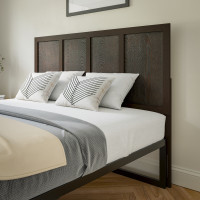 Flash Furniture MG-9708QHB-Q-DKBRN-GG Oliver Queen Size Four Panel Wooden Adjustable Headboard for Universal Metal Bed Frames in Dark Brown