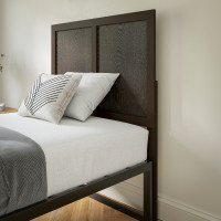 Flash Furniture MG-9708THB-T-DKBRN-GG Oliver Twin Size Two Panel Wooden Adjustable Headboard for Universal Metal Bed Frames in Dark Brown