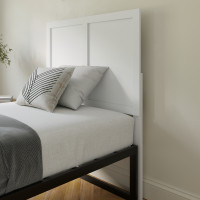 Flash Furniture MG-9708THB-T-WHT-GG Oliver Twin Size Two Panel Wooden Adjustable Headboard for Universal Metal Bed Frames in White