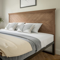 Flash Furniture MG-97881-KHB-K-LTBRN-GG Fiona King Size Herringbone Wooden Adjustable Headboard for Universal Metal Bed Frames in Light Brown