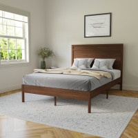 Flash Furniture MG09003FB-F-BRN-GG Kingston Full Size Solid Wood Platform Bed with Wooden Slats and Headboard, No Box Spring Needed, Brown