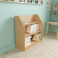 Flash Furniture MK-STR800H-GG Natural Wooden 3 Shelf Book Display with Safe, Kid Friendly Curved Edges - Commercial Grade for Daycare, Classroom or Playroom Storage