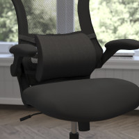 Flash Furniture MR-LC101-BK-GG Rey Lumbar Support Pillow, Office Chair and Car Seat Cushion with Adjustable Straps and CertiPUR-US Certified Memory Foam, Black