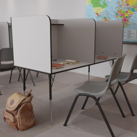 Flash Furniture MT-M6222-DBLSC-GRY-GG Stand-Alone Double Study Carrel with Top Shelf - Height Adjustable Legs and Wire Management Grommet - Nebula Grey Finish