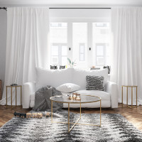 Flash Furniture NAN-CEK-10-GG Greenwich Collection 3 Piece Coffee and End Table Set with Glass Tops and Matte Gold Frames 