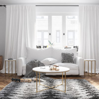 Flash Furniture NAN-CEK-12-GG Hampstead Collection 3 Piece Coffee and End Table Set in White with Matte Gold Frames 