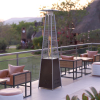 Flash Furniture NAN-FSDC-02-BR-GG Patio Outdoor Heating-Bronze Stainless Steel Pyramid 42,000 BTU Propane Heater with Wheels for Commercial & Residential Use