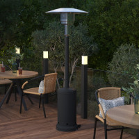 Flash Furniture NAN-HSS-AGH-BK-GG Sol Patio Outdoor Heating-Black Stainless Steel 40,000 BTU Propane Heater with Wheels-Commercial & Residential Use-7.5 Feet Tall