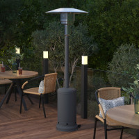 Flash Furniture NAN-HSS-AGH-GY-GG Sol Patio Outdoor Heating-Slate Gray Stainless Steel 40,000 BTU Propane Heater with Wheels-Commercial & Residential Use-7.5 Feet Tall