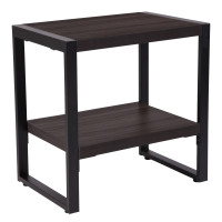 Flash Furniture NAN-JH-1733-GG Thompson Collection Charcoal Wood Grain Finish End Table with Black Metal Frame 