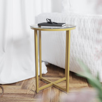 Flash Furniture NAN-JH-1786ET-GG Greenwich Collection Glass End Table with Matte Gold Frame 