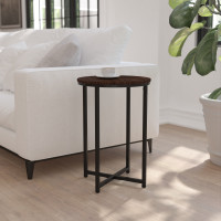Flash Furniture NAN-JH-1787ET-WAL-BK-GG Hampstead Collection End Table - Modern Walnut Finish Accent Table with Crisscross Matte Black Frame
