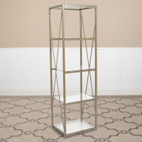 Flash Furniture NAN-JH-1796BF-GG Mar Vista Collection Glass Storage Shelf with Matte Gold Frame 