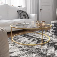 Flash Furniture NAN-JN-21750CT-GG Astoria Collection Glass Coffee Table with Matte Gold Frame 