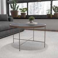 Flash Furniture NAN-JN-21751CT-GG Chelsea Collection Black Glass Coffee Table with Matte Gold Frame 