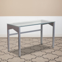 Flash Furniture NAN-YLCD1219-GG Desk with Clear Tempeglass in Silver