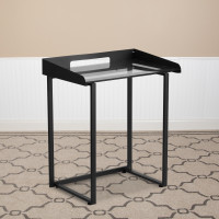 Flash Furniture NAN-YLCD1233-GG Desk with Clear Tempeglass in Black