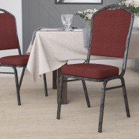 Flash Furniture HERCULES Crown Back Stacking Banquet Chair Burgundy Fabric Silver Vein Frame [NG-C01-HTS-2201-SV-GG]