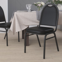 Flash Furniture NG-ZG10006-BK-SILVERVEIN-GG HERCULES Series Commercial Grade 500 LB. Capacity Dome Back Stacking Banquet Chair in Black Vinyl with Silver Vein Metal Frame