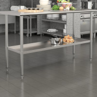 Flash Furniture NH-GU-2460-GG Galvanized Under Shelf for Prep and Work Tables - Adjustable Lower Shelf for 24