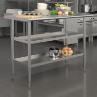 Flash Furniture NH-WT-GU-2448BSP-GG Stainless Steel 18 Gauge Work Table with 1.5