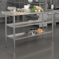 Flash Furniture NH-WT-GU-2460BSP-GG Stainless Steel 18 Gauge Work Table with 1.5