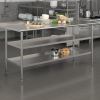 Flash Furniture NH-WT-GU-3072BSP-GG Stainless Steel 18 Gauge Work Table with 1.5
