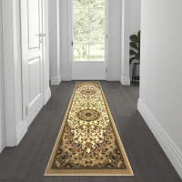 Flash Furniture NR-RG10-27-IV-GG Mersin Collection Persian Style 2' x 7' Ivory Area Rug - Olefin Rug with Jute Backing - Hallway, Entryway, Bedroom, Living Room