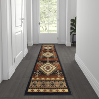 Flash Furniture NR-RG170-27-BK-GG Mirage Collection Southwestern Style 2' x 7' Brown Olefin Area Rug with Jute Backing for Entryway, Bedroom, Living Room
