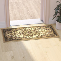 Flash Furniture NR-RG283-23-IV-GG Mersin Collection Persian Style 2x3 Ivory Area Rug-Olefin Rug with Jute Backing-Hallway, Entryway, Bedroom, Living Room