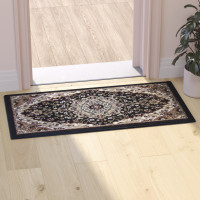 Flash Furniture NR-RGB401-23-BK-GG Mersin Collection Persian Style 2' x 3' Black Area Rug - Olefin Rug with Jute Backing - Hallway, Entryway, Bedroom, Living Room