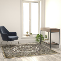 Flash Furniture NR-RGB401-55-IV-GG Mersin Collection Persian Style 5x5 Ivory Square Area Rug-Olefin Rug with Jute Backing-Hallway, Entryway, Bedroom, Living Room