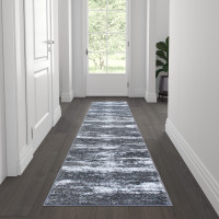 Flash Furniture OKR-RG1100-27-PU-GG Valli Collection 2' x 7' Purple Abstract Area Rug - Olefin Rug with Jute Backing - Hallway, Entryway, Bedroom, Living Room