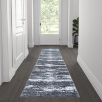 Flash Furniture OKR-RG1102-27-GY-GG Marian Collection 2' x 7' Distressed Gray Olefin Area Rug with Jute Backing for Entryway, Living Room, Bedroom