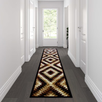 Flash Furniture OKR-RG1106-211-BN-GG Teagan Collection Southwestern 2' x 11' Brown Area Rug - Olefin Rug with Jute Backing - Entryway, Living Room, Bedroom
