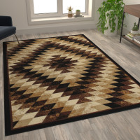 Flash Furniture OKR-RG1106-69-BN-GG Teagan Collection Southwestern 6' x 9' Brown Area Rug - Olefin Rug with Jute Backing - Entryway, Living Room, Bedroom