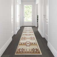 Flash Furniture OKR-RG1113-211-BG-GG Lodi Collection Southwestern 2' x 11' Brown Area Rug - Olefin Rug with Jute Backing for Hallway, Entryway, Bedroom, Living Room