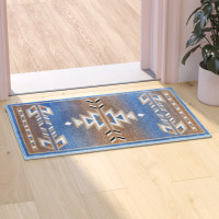 Flash Furniture OKR-RG1113-23-BL-GG Lodi Collection Southwestern 2' x 3' Blue Area Rug - Olefin Rug with Jute Backing for Hallway, Entryway, Bedroom, Living Room