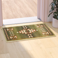 Flash Furniture OKR-RG1113-23-GN-GG Lodi Collection Southwestern 2' x 3' Green Area Rug - Olefin Rug with Jute Backing for Hallway, Entryway, Bedroom, Living Room