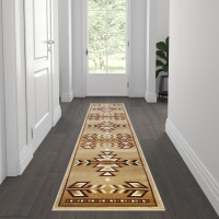 Flash Furniture OKR-RG1113-27-BG-GG Lodi Collection Southwestern 2' x 7' Brown Area Rug - Olefin Rug with Jute Backing for Hallway, Entryway, Bedroom, Living Room