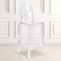 Flash Furniture OW-GHOSTBACK-29-GG Oval Back Ghost Barstool in Clear